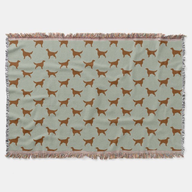 Irish Setter Dog Breed Silhouettes Pattern Throw Blanket (Front)
