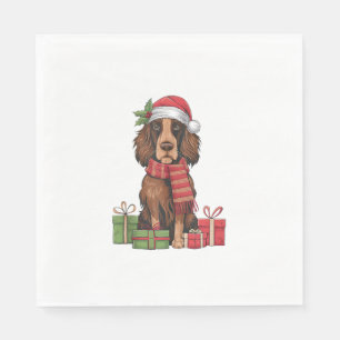 Irish Setter Dog Christmas Outfits Santa Hat Dog X Napkin