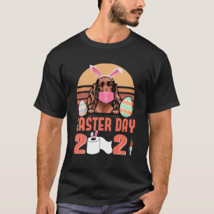 Irish Setter Dog Face Mask Rabbit Bunny Egg Easter T-Shirt