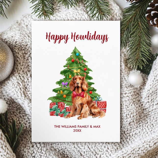 Irish Setter Dog Family Christmas Holiday Card (Creator Uploaded)