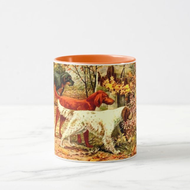 Irish setter dog hunting in the fall  mug (Center)
