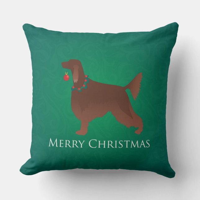 Irish Setter Dog Merry Christmas Design Cushion (Front)