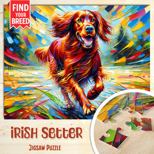 Irish Setter Dog Portrait Acrylic Art Print Dog Jigsaw Puzzle