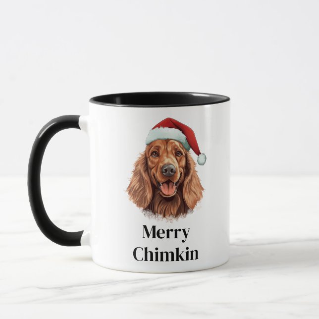 Irish Setter Dog Santa Hat Christmas Mug (Left)