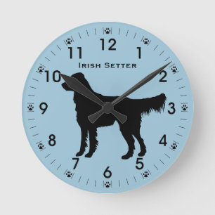 Irish Setter Dog Silhouette Personalised Round Clock