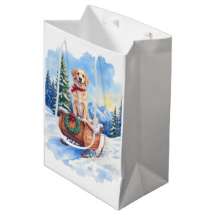 Irish Setter Enjoying Christmas Sleigh Ride Winter Medium Gift Bag