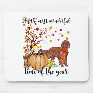 Irish Setter Fall Pumpkins Autumn Leaf Tree  Mouse Mat