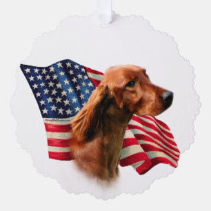 Irish Setter Flag Tree Decoration Card