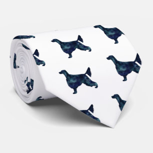 Irish Setter Geometric Pattern Black Silhouette Tie