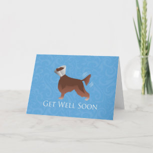 Irish Setter Get Well Soon Silhouette Dog in Cone Card