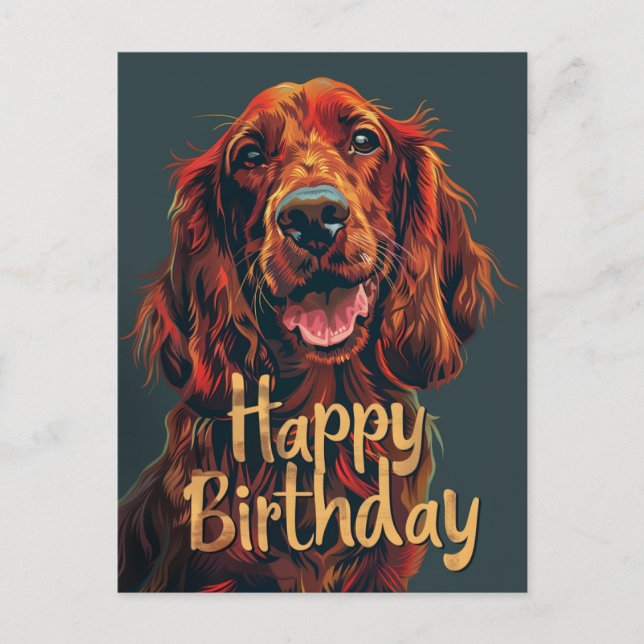 Irish Setter Happy Birthday Postcard (Front)
