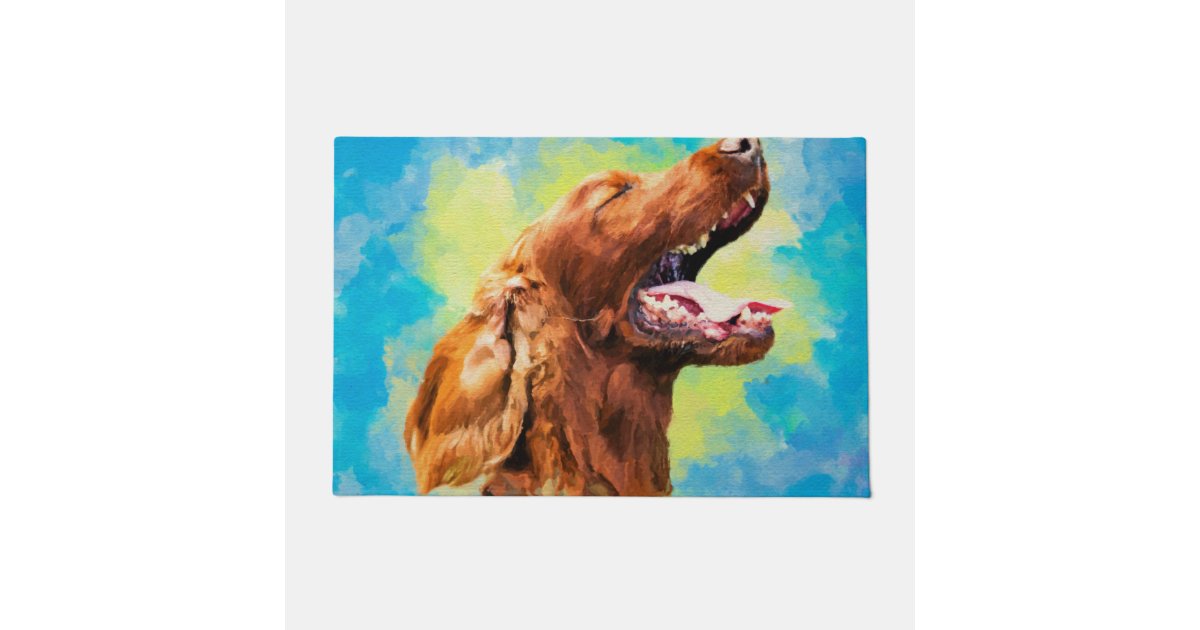 Irish Setter happy dog Doormat Zazzle