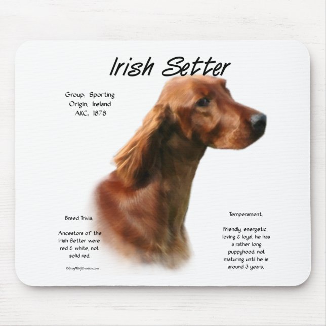 Irish Setter History Design Mouse Mat (Front)