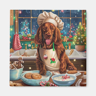 Irish Setter Holiday Baking: Festive Christmas  Magnet