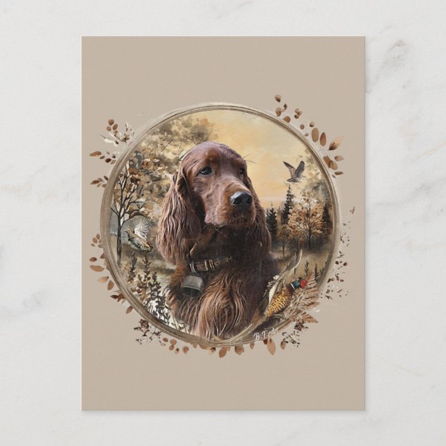  Irish  Setter Holiday Postcard (Front)