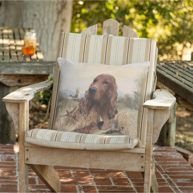 Irish Setter Hunting Pheasant ,Art Cushion (Chair)