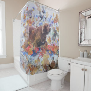 Irish Setter hunting   Shower Curtain