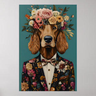 Irish Setter In Suit Poster, Irish Setter Poster