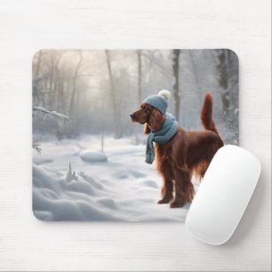 Irish Setter In Winter Woods Mouse Mat