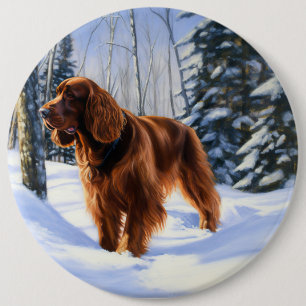 Irish Setter Let It Snow Christmas 6 Cm Round Badge