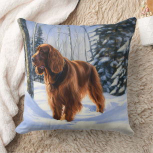 Irish Setter Let It Snow Christmas Cushion