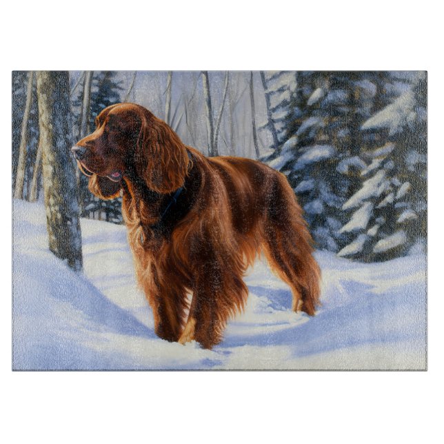 Irish Setter Let It Snow Christmas Cutting Board (Front)