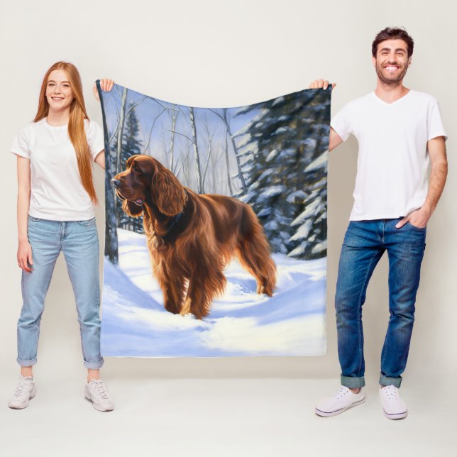 Irish Setter Let It Snow Christmas Fleece Blanket (In Situ)