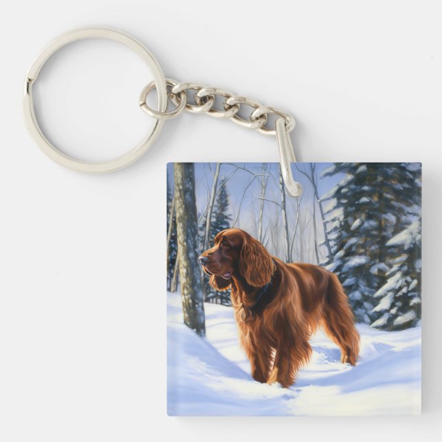 Irish Setter Let It Snow Christmas Key Ring (Front)