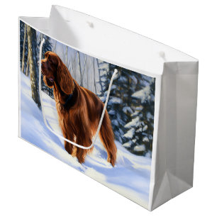 Irish Setter Let It Snow Christmas Large Gift Bag