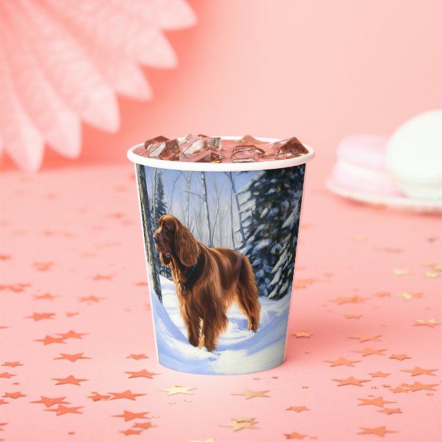 Irish Setter Let It Snow Christmas Paper Cups (Insitu)