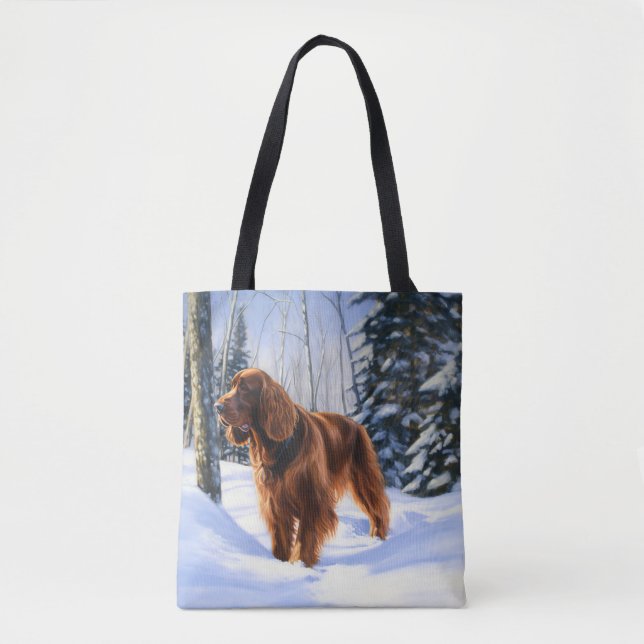 Irish Setter Let It Snow Christmas Tote Bag (Front)