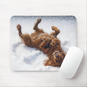 Irish Setter Making a Snow Angel Mouse Mat