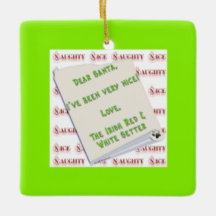 Irish Setter Naughty Nice Ceramic Ornament