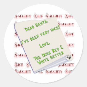Irish Setter Naughty Nice Classic Round Sticker