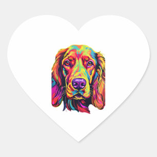 Irish Setter Neon Design Heart Sticker