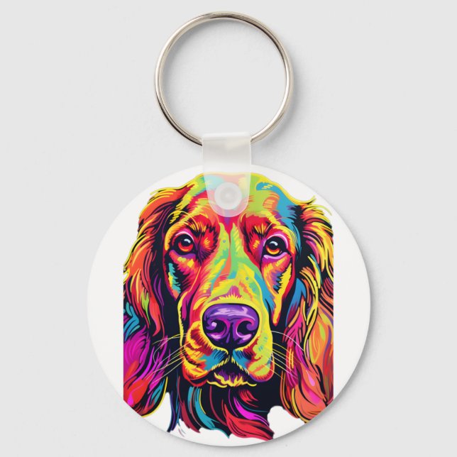 Irish Setter Neon Design   Key Ring (Front)