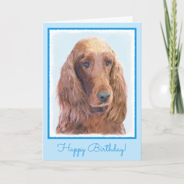 Irish Setter Painting - Cute Original Dog Art Card (Front)