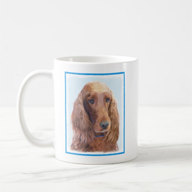Irish Setter Painting - Cute Original Dog Art Coffee Mug (Left)