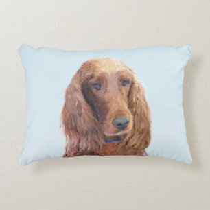 Irish Setter Painting - Cute Original Dog Art Decorative Cushion
