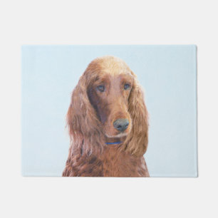 Irish Setter Painting - Cute Original Dog Art Doormat