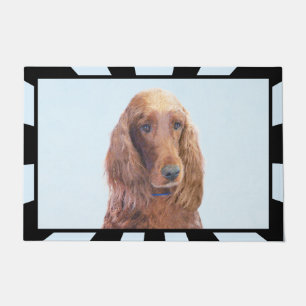 Irish Setter Painting - Cute Original Dog Art Doormat