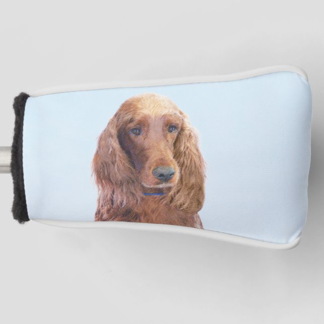 Irish Setter Painting - Cute Original Dog Art Golf Head Cover (Front)
