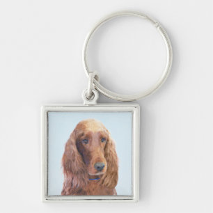 Irish Setter Painting - Cute Original Dog Art Key Ring