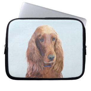 Irish Setter Painting - Cute Original Dog Art Laptop Sleeve