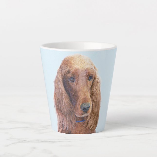 Irish Setter Painting - Cute Original Dog Art Latte Mug (Front)