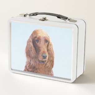 Irish Setter Painting - Cute Original Dog Art Metal Lunch Box