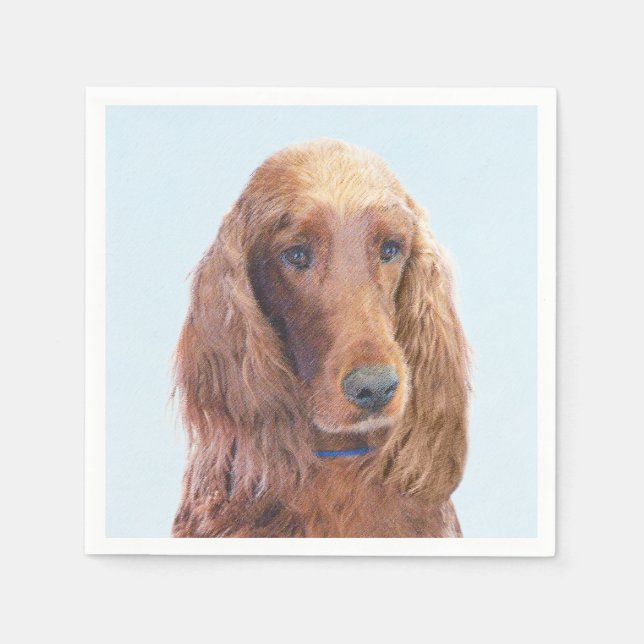 Irish Setter Painting - Cute Original Dog Art Napkin (Front)