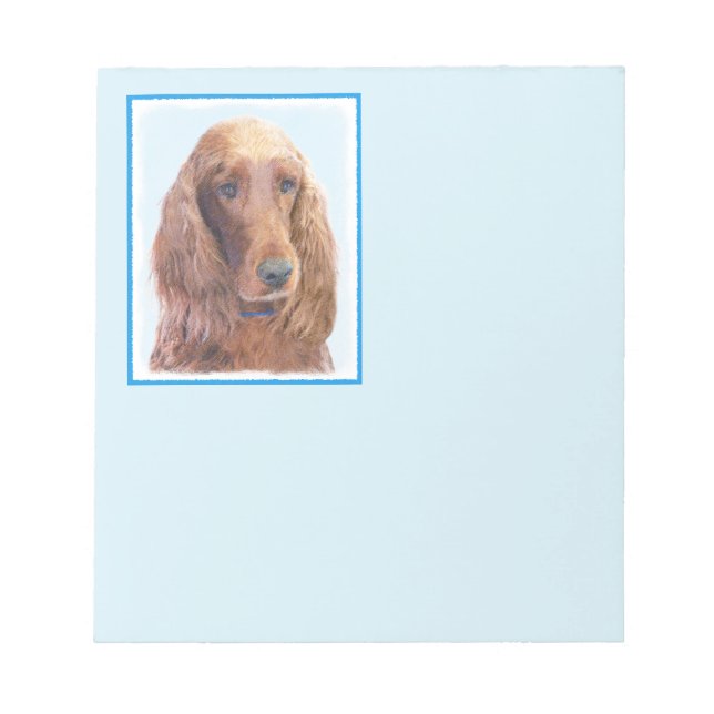 Irish Setter Painting - Cute Original Dog Art Notepad (Front)