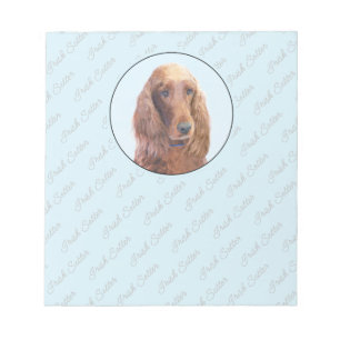 Irish Setter Painting - Cute Original Dog Art Notepad