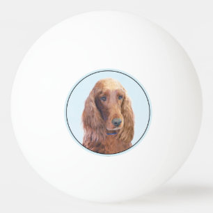 Irish Setter Painting - Cute Original Dog Art Ping Pong Ball